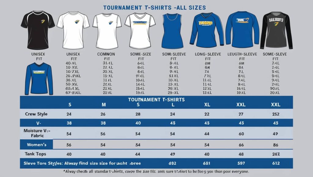 What Sizes And Styles Are Available For Tournament T-Shirts?