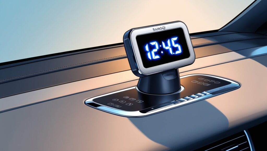 What are the steps to set the time on the Baimoqi Car Digital Clock?